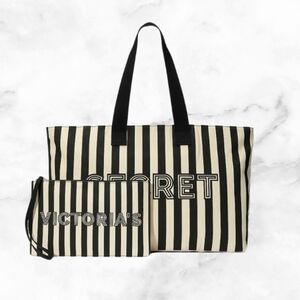 Striped Black and White Tote Bag